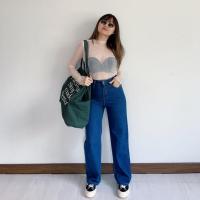 ราคา INKY JEAN TROUSERS I กางเกงยีนส์เอวสูงกระบอกใหญ่ ยีนส์เอวสูงขากระบอกสไตล์วินเทจ ยีนส์สีเข้ม (19457215713)