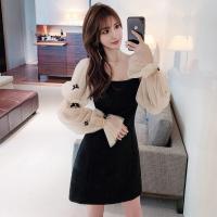 ราคา COD 2022 ชุดเดรสหวานโบว์แขนยาวเย็บตาข่ายต้นฤดูใบไม้ร่วง กระโปรงสีดำเอวสูง 3001GT646 (16144128898)