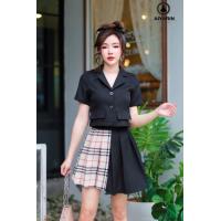 ราคา Aiyarin พร้อมส่ง 2XL 3XL 4XL ชุดเซท set กระโปรงกางเกงแบบขาสั้น ทูโทนสีดำลายบลูเบอรี่ พร้อมเสื้อดำ น่ารักสายเกาหลี สาวอวบ สาวไซร์ใหญ่ (12189965777)