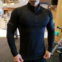 ราคา แห้งเร็วเสื้อผู้ชายสำหรับใส่วิ่งเสื้อยืดแขนยาวรัดรูปเสื้อ Gym เสื้อยืดฟิตเนสกีฬาขี่จักรยานซิปชายเสื้อ Rashguard (7680274715)