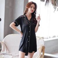 ราคา พร้อมส่ง ชุดนอนกระโปรงผ้าซาติน ชุดนอนเดรส แขนสั้น มี 10 สี Size M 2XL (15355190361)