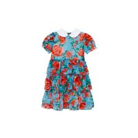 ราคา KLOSET Rose Print Layered Dress KID22 KD003 เดรสชุดเด็ก แขนตุ๊กตา คอปก กระโปรงชั้น (15223572028)
