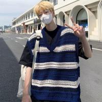 ราคา Hanlu เสื้อกั๊กไหมพรมผู้ชาย ชุดเดรสแขนกุดแฟชั่นเสื้อแขนกุดผ้าถักเสื้อแขนกุดผ้าถักคอวีญี่ปุ่น (20742782960)