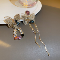 ราคา S925เกาหลีเงินแฟชั่นใหม่ต่างหูคริสตัลผีเสื้อแบบห้อยไม่สมมาตรต่างหูอารมณ์ดาราเครื่องประดับอัญมณีแฟชันสตรี (18462452423)