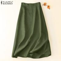 ราคา จัดส่งฟรี Esolo กระโปรงผ้าฝ้าย ZANZEA ผู้หญิงวินเทจทรงเอไลน์กระโปรงยาวแต่งระบายมีซิปด้านหลังแบบลำลองสีพื้น 2 (19349049690)