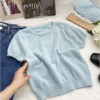 ราคา เสื้อแขนสั้นไหมพรม ทรงครอปสั้น ดีเทลขนมุ้งมิ้งน่ารัก สีพาสเทล 80069 (17438294526)