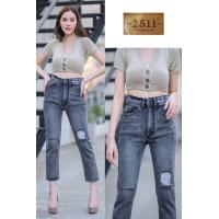ราคา 2NaraJeans กางเกงยีนส์ ทรงบอยเฟรน เอวสูง ยีนส์ขาด กางเกงยีนส์ผู้หญิง สีดำฟอก (7104048560)