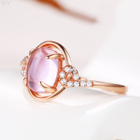 ราคา ใหม่สี่กรงเล็บหินชบาโรสควอตซ์แหวนยุโรปและอเมริกาองุ่นมรกตแหวนเพชรสดสำหรับเทพธิดาของขวัญขายส่ง (20724440625)