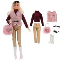 ราคา ชุดเสื้อโค้ทแฟชั่นฤดูหนาวเบอร์กันดีสำหรับตุ๊กตาบาร์บี้ชุดสุดยอดกระเป๋าใส่แว่นกันแดดเข็มขัดกางเกงขายาวสีทองอุปกรณ์เสริมสำหรับตุ๊กตา1 6 (21013575416)