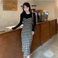 ราคา KSTYLE4U เดรสแขนยาวแหวกข้าง แต่งเกาะอกเย็บติด ชุดเดรสทำงาน 6113 เดรสยาว เดรสสั้น เดรส (18890747973)