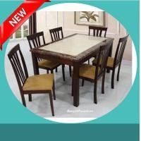 ราคา ชุดโต๊ะอาหารไม้ยางพาราหน้าโต๊ะหินอ่อน6ที่นั่ง (20321029178)