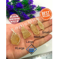 ราคา Natural Libyan Desert Tektite Pendant in Golden Wire wrape for men and women (17122460072)