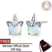 ราคา BAMOER เงินแท้น่ารักยูนิคอร์นต่างหูตุ้มหูผู้หญิงแฟชั่น925เครื่องประดับเงิน SCE737 (849688016)