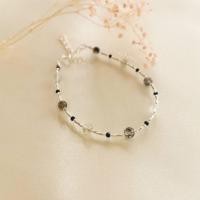 ราคา สร้อยข้อมือเงินหินไหมดำ Black Tourmaline Quartz (16639174956)