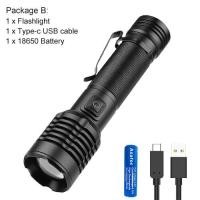 ราคา Asafee 5220 XHP50 LED Super Bright Outdoor Safety Flashlight Telescopic Zoom Camping Light with 18650 Battery 800LM 5 speed Press Switch Type C IPX4 Waterproof (19991303758)