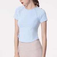 ราคา Lulu New Yoga Sports Short Sleeve Mesh Panel Loose Breathable Fabric Comfortable Fitness Top 1319 (17836835938)