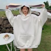 ราคา HengShanYuan เสื้อมีฮู้ดหูกระต่ายน่ารักสำหรับผู้หญิงเสื้อโค้ทสไตล์แขนยาวต่างประเทศสไตล์เกาหลีแบบใหม่หลวม (20043164958)