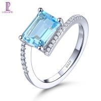 ราคา 3กะรัตของแท้925 Original Natural Sky Blue Topaz Light Blue อัญมณี Blue Topaz แหวนผู้หญิงเครื่องประดับ Gift (19883836320)