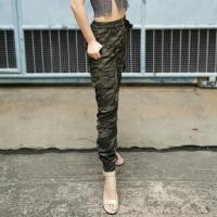 ราคา Golden Zebra Jeans กางเกงยีนส์หญิงลายทหารขาจั๊มสีน้ำตาลเทามีกระเป๋าข้าง เอว28 38นิ้ว (8472149950)