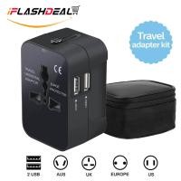 ราคา iFlashDeal Universal Travel Power Adapter International Wall Charger Adaptor Travel Plug for UK USA EU AUS 200 Countries With 2 USB Charging Ports (387476796)