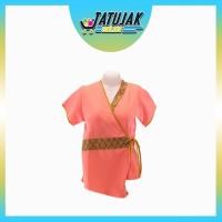 ราคา เสื้อนวดสปา ชุดสปา ชุดไทย เสื้อลายไทย เสื้อคอวี ลายไทยคาดเอว ผ้าโซล่อน (7370752487)