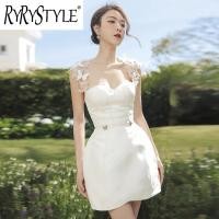 ราคา ชุดเดรสสีขาวคอวีพร้อมสายคล้องคอดีไซน์แบบไทย1338เซ็กซี่ (20476498306)