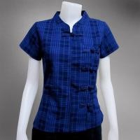 ราคา BM 12 เสื้อม่อฮ่อมหญิง คอจีน กัดลายสก็อต แขนตรง กระดุมป้าย (9550229299)