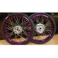 ราคา ชุดล้อม่วงขอบเรียบ พร้อมยางนอกลายไฟ ยางใน 1 40x17 ดุมกระจก ใส่ W110i LED ตัวใหม่ล่าสุด (21174855154)