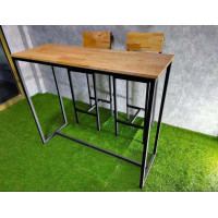 ราคา โต๊ะบาร์ โต๊ะกาแฟ สีไม้ พร้อมเก้าอี้ 2 ตัว สุดหรู loft style ทรงสูง ไม้ยางพาราประสาน Bar table with 2 chairs (21168820545)