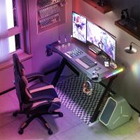 ราคา WISFOR โต๊ะเล่นเกมส์ Ergonomic Gaming Desk Computer Desk โต๊ะคอมพิวเตอร์เกมมิ่ง พร้อมไฟ RGB Led หูฟัง ตะขอ ที่วางแก้ว (18559708943)