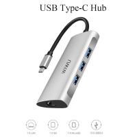 ราคา Wiwu 6 in 1 USB C HUB พร้อม 3 Port USB 3 0 Card Reader RJ45 ADAPTER เข้ากันได้สำหรับ MacBookSurface Go และอุปกรณ์ Type C อื่นๆ (707982889)
