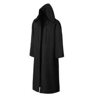 ราคา Sorcerer Long Shirt Hooded Black Robe Costume Halloween Cloak Cosplay Costume Wizard Tunic Hooded Robe Adults and Children (20605333173)