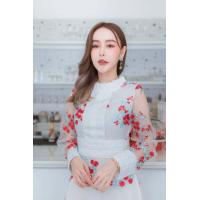 ราคา เดรสยาว เดรสอลังงานปัก ชุดปักอลัง เดรสสวย แขนยาว ปักดอกแดงฟ้า ชุดสวยดอกแดง (21008239831)