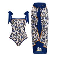ราคา Women Vintage Colorblock Abstract Floral Print 1 Piece Swimwear 1 Piece Cover UP Two Piece Vintage Print Swimsuit Cargo Shorts (18636278003)