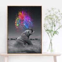 ราคา ภาพวาดสีน้ำมันจิตรกรรมสัตว์ศิลปะสมัยใหม่รูปช้างเมฆสีควันสำหรับเด็ก0717ติดผนังศิลปะผ้าใบห้อง (19766985910)