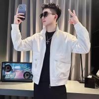 ราคา Hanlu เสื้อแจ็กเก็ตผู้ชายเสื้อคอปกแบบลำลองของผู้ชายเสื้อคลุมเสื้อเอวลอยสไตล์หล่อ (19804002044)
