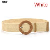 ราคา DMYP เข็มขัดยางยืดฤดูร้อนผู้หญิงเข็มขัดถักฟางโบโฮวินเทจหัวเข็มขัดกลม (11870994641)