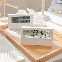 ราคา นาฬิกาตั้งโต๊ะ นาฬิกาปลุกดิจิตอลสไตล์ญี่ปุ่นเรียบง่ายนาฬิกาอิเล็กทรอนิกส์สีขาวโมเดิร์นอุณหภูมิความชื้นนาฬิกานักเรียนเดสก์ท็อป (11270578695)