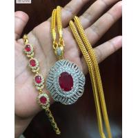 ราคา เครื่องประดับแฟชั่น สวยยกเซท เครื่องเพชรพลอยแดงทับทิม (8746728706)
