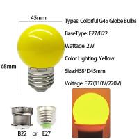 ราคา โคมไฟไฟ Led หลากสี B22 E27 Led 2W AC 220V SMD 2835ไฟฉาย G45การตกแต่งบ้านหลอดไฟกลม (20392654871)