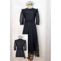 ราคา เดรสลูกไม้ขาวชุดไปวัด M 4XL Maxi Dress เดรสสีขาวผ้าปักลายแขนสามส่วน งานป้าย Love love (17905696473)