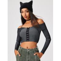 ราคา Cider Solid Knit Halter Off shoulder Long Sleeve Top (20671394247)