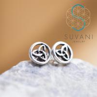 ราคา SUVANI เงินแท้ 92 5 ต่างหูรูปสามเหลี่ยม หรือ เซลติกน็อต ในวงกลม ต่างหูปักก้านขนาดเล็ก เครื่องประดับเงินแท้ (10583437542)