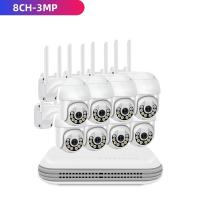 ราคา Hamrol New 8CH Wireless CCTV System Mini NVR 3MP HD PTZ IP Camera WiFi Security System Audio Video Surveillance WiFi NVR Kit P2P XMEYE APP (12750029463)