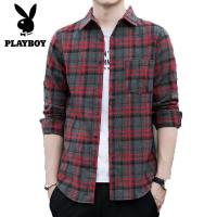 ราคา PLAYBOY เสื้อเชิ้ตลายสก๊อตผู้ชายสไตล์เกาหลีแขนยาว (1465774612)