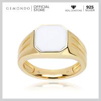 ราคา Gemondo แหวนผู้ชายเงินแท้ 925 ชุบทอง 18K ประดับไวท์อาเกต White Agate ทรงแปดเหลี่ยมหน้าเรียบ แหวนพลอยผู้ชาย (15218448862)