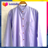 ราคา เสื้อเชิ้ตคอจีนผู้ชาย แขนยาว สีม่วง ผ้าอ๊อกฟอร์ด (16595297996)