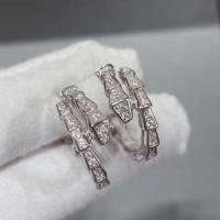 ราคา TOP Version sBvlgariˉ VC A Herm PIagets Tfn CATR S925 Sterling silver Snake bone snake shaped double circle full diamond 925 sterling silver plated 18k rose gold French style (20600449571)