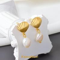 ราคา Kemstone ต่างหูรูปหยดน้ำมุกธรรมชาติเปลือกหอยชุบทองหรูหราสำหรับผู้หญิงเครื่องประดับ (20926495544)