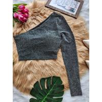 ราคา เสื้อปาดไหล่แขนยาว 1ข้างผ้านิ่มใส่ไม่คันมีกลิตเตอร์ (20358749393)